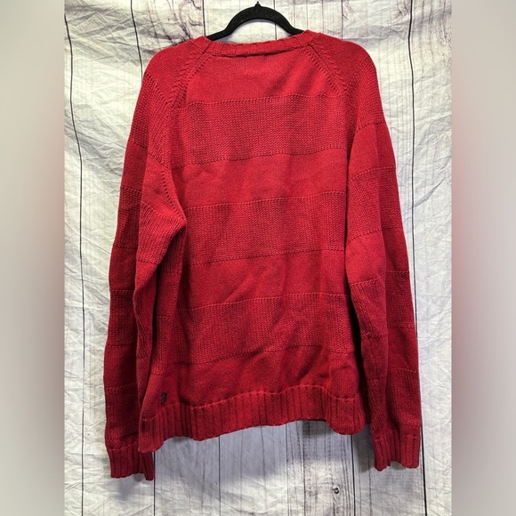 Timberland Red Cable Knit Sweater 100% Cotton Heavy Ribbed Weave Pullover XL - Picture 6 of 7